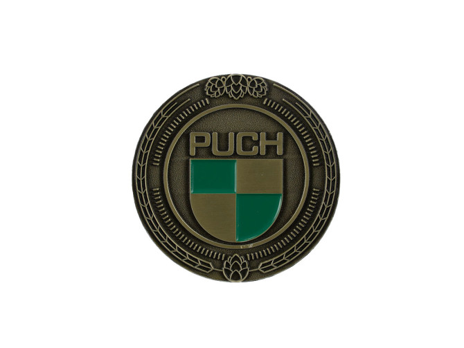 Badge / embleem Puch logo goud met emaille 47mm RealMetal product